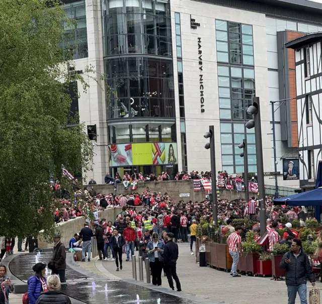 Athletic Bilbao fans in Manchester City centre