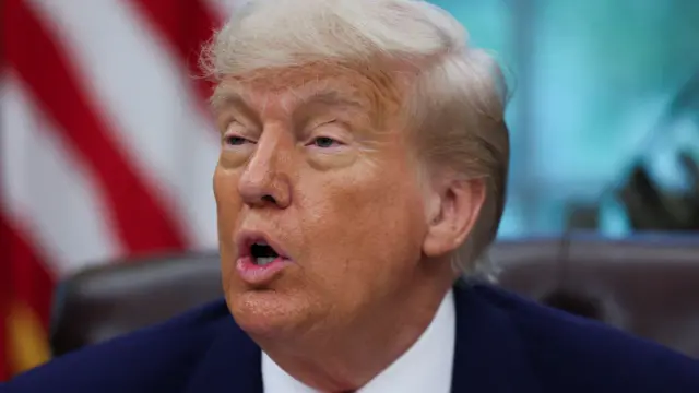 U.S. President Donald Trump makes an announcement about a trade deal with the U.K., in the Oval Office at the White House in Washington,