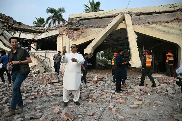 India and Pakistan blame each other for escalating military tensions Rehmat Boutique A general view of a damaged building at the Government Health and Educational complex in Muridke about 30 kilometres from Lahore, on May 7, 2025, after Indian strikes