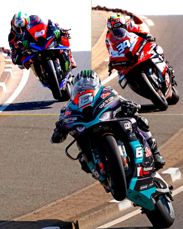 Peter Hickman, Alastair Seeley and Michael Dunlop in action during NW200 Wednesday practice