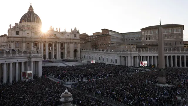 Sun is low in the sky over St Peter's Square