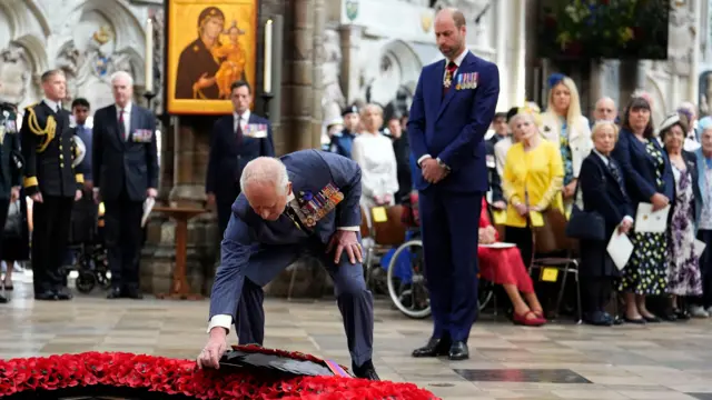 King Charles lays wreath