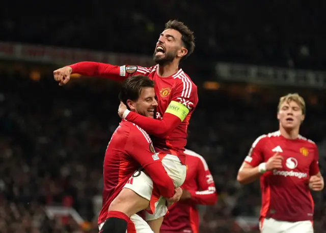 Manchester United's Mason Mount celebrates