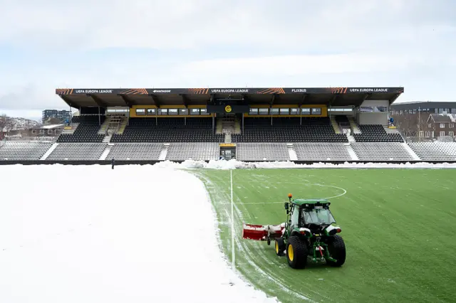 Bodo/Glimt pitch having snow removed from it