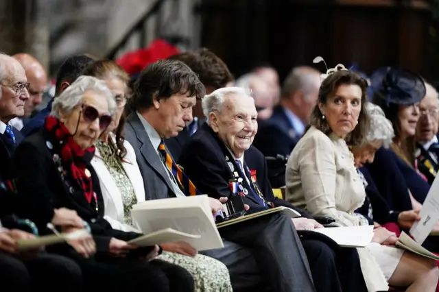 Second World War veterans and guests attend a service of thanksgiving at Westminster Abbey