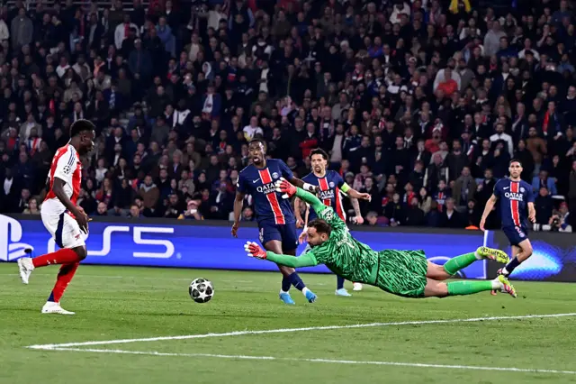 Gianluigi Donnarumma of Paris Saint-Germain makes a save