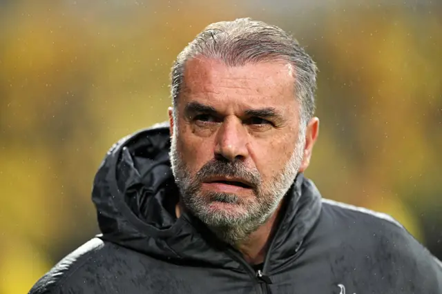 Ange Postecoglou, Manager of Tottenham Hotspur, looks on during the UEFA Europa League 2024/25 Semi Final Second Leg match between FK Bodo/Glimt and Tottenham Hotspur at Aspmyra Stadion on May 08, 2025 in Bodo, Norway.