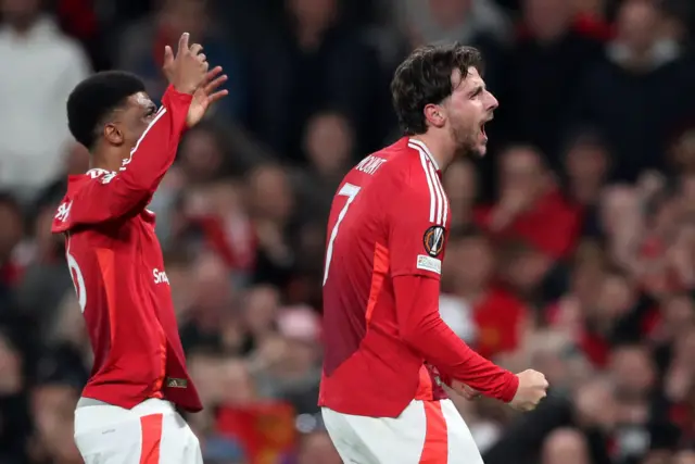 Manchester United's Mason Mount celebrates
