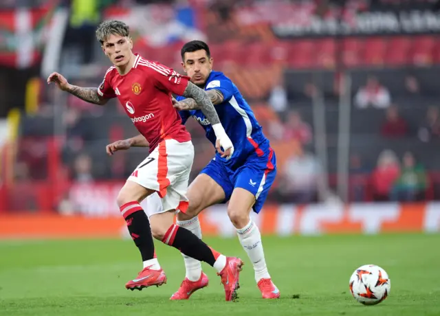 Manchester United's Alejandro Garnacho (left) and Athletic Bilbao's Berchiche Yuri battle for the ball