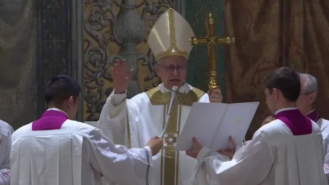 Pope reads from book