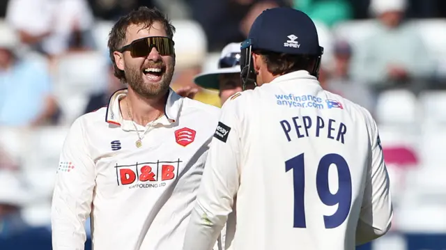 Essex's Matt Critchley (L) celebrates