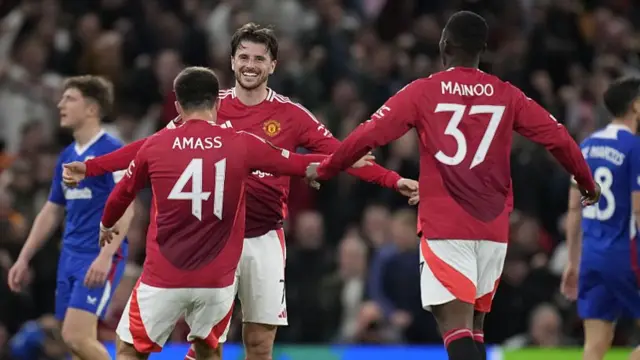 Manchester United players celebrate