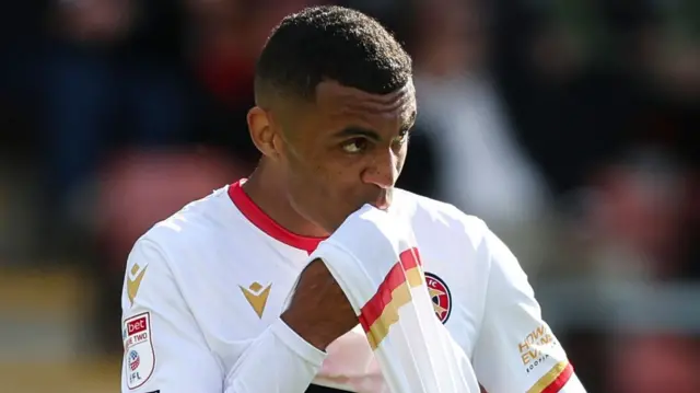 A disappointed looking David Okagbue of Walsall