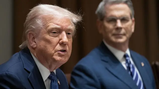Trump's treasury secretary, Scott Bessent (R), is leading trade talks with Beijing in Switzerland.