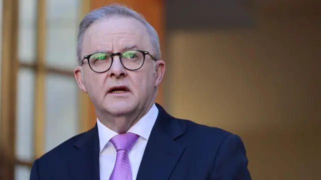 Australian prime minister Anthony Albanese speaks at a press conference in Canberra on 9 May 2025