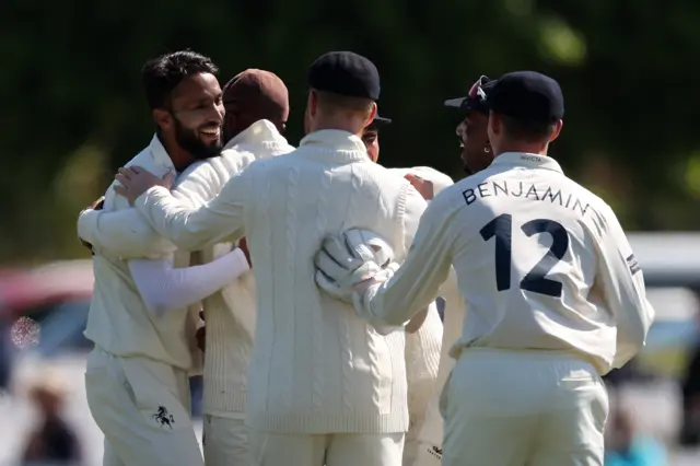 Kashif Ali celebrates a wicket