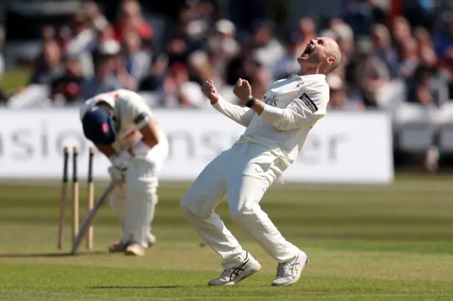 Matt Parkinson celebrates