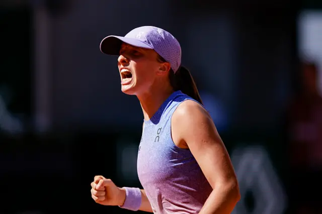 Iga Swiatek of Poland celebrates