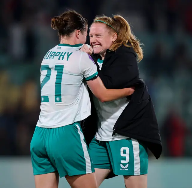Emily Murphy celebrates with Amber Barrett