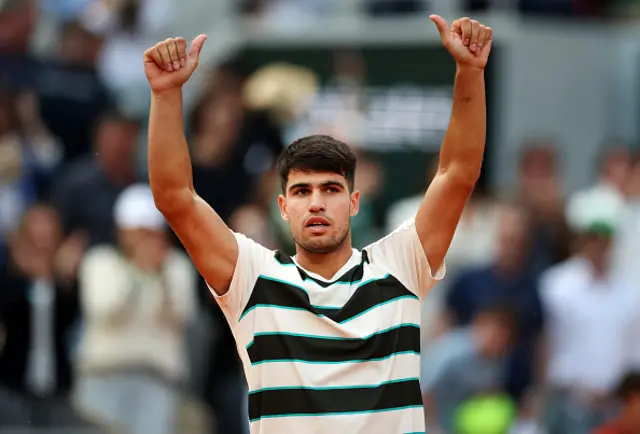 Carlos Alcaraz celebrates