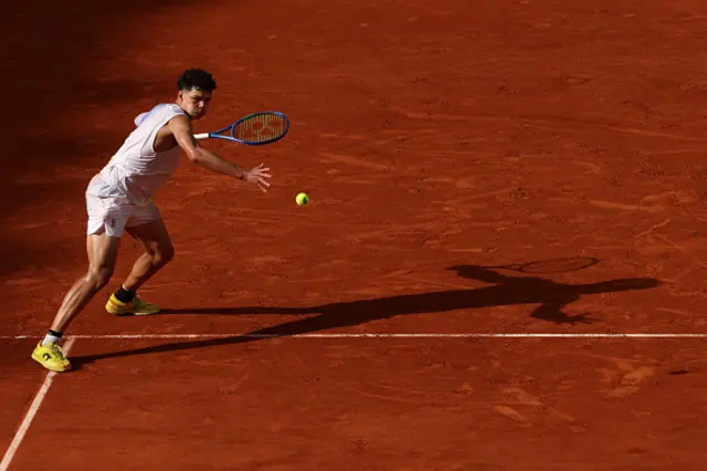 Ben Shelton of United States plays a forehand