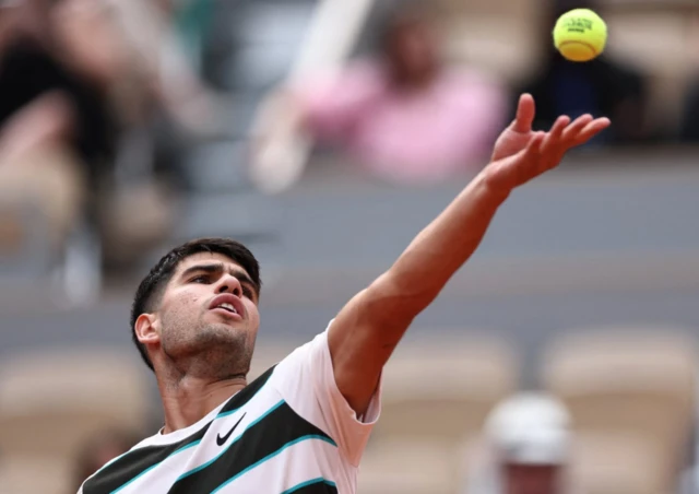 Spain's Carlos Alcaraz serves during his fourth round