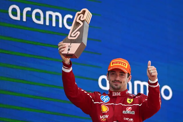 Charles Leclerc on the podium
