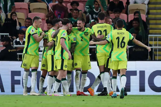 Australia celebrate a goal