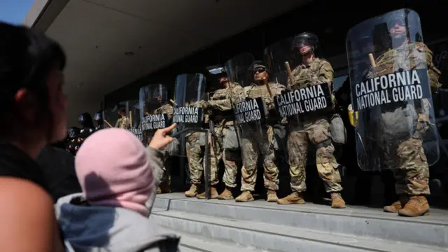 California National Guard troops lined up