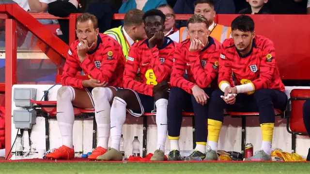 Harry Kane, Bukayo Saka, Jordan Pickford and James Trafford