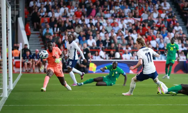 England's Anthony Gordon misses