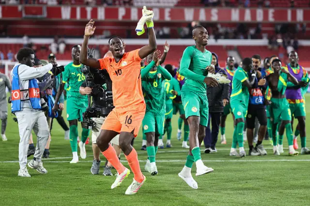 Senegal players celebrate