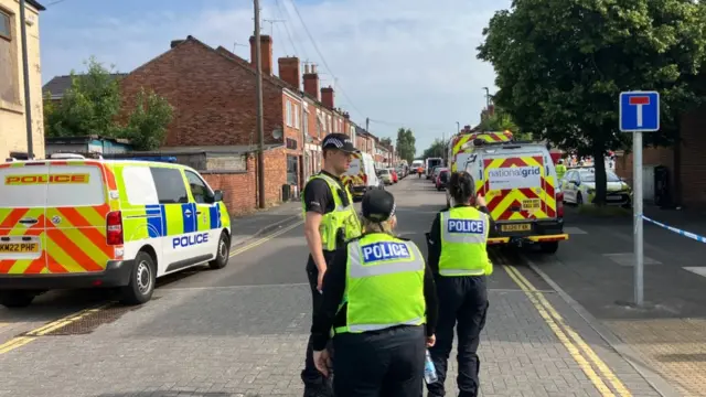Police near the scene of the explosion