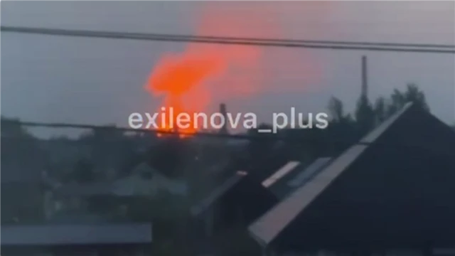 A screengrab from a video shared on Telegram of the explosion
