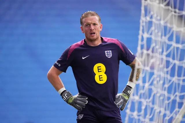 Jordan Pickford with his hands on his hips