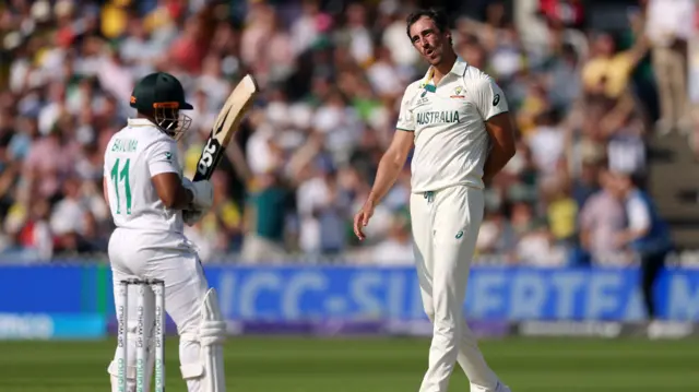 Mitchell Starc looks disappointed