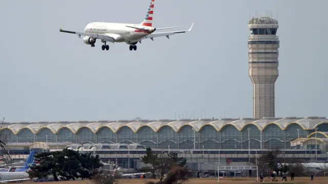 A plane takes off from DCA