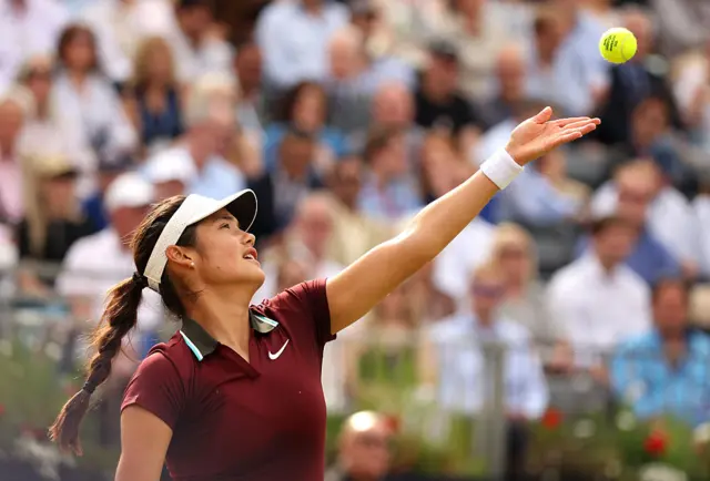 Emma Raducanu serves