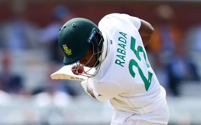 Kagiso Rabada hit in the helmet
