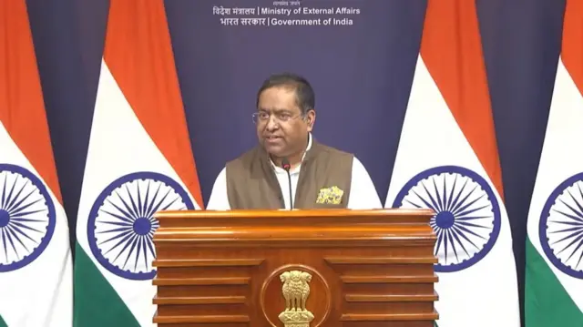 Spokesperson Randhir Jaiswal at the foreign ministry press briefing
