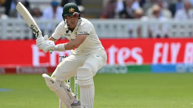 Marnus Labuschagne plays a shot to the short ball