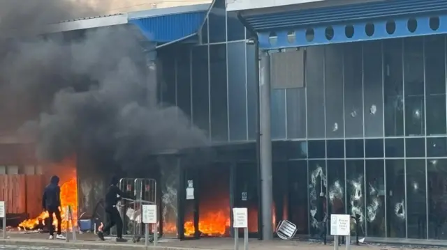 Larne Leisure Centre on fire