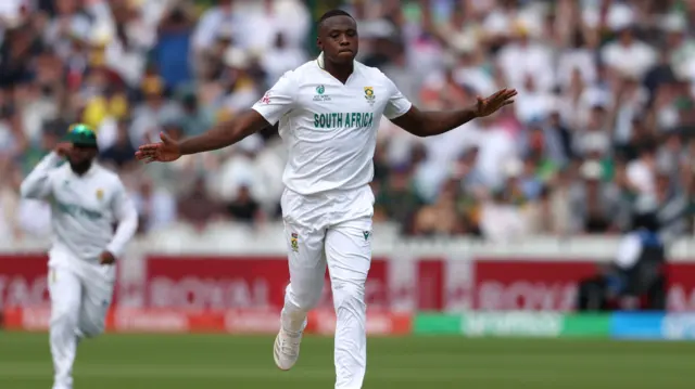 Kagiso Rabada celebrates wicket
