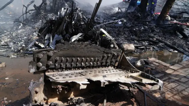 Debris at the site of a plane crash
