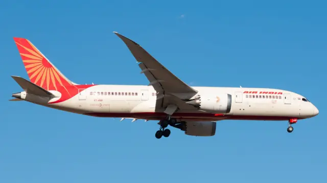 The Air India dreamliner plane in the sky