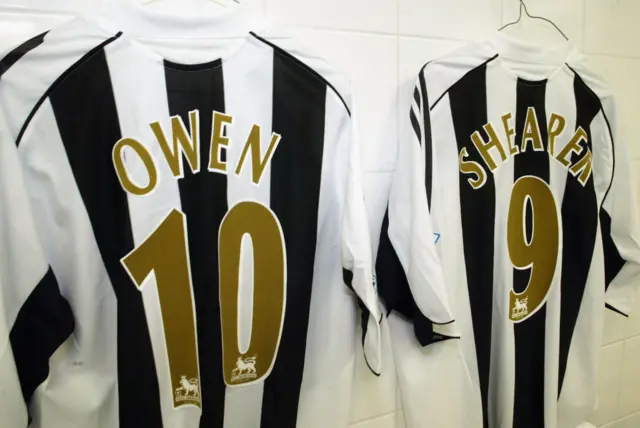 Owen and Shearer Newcastle shirts