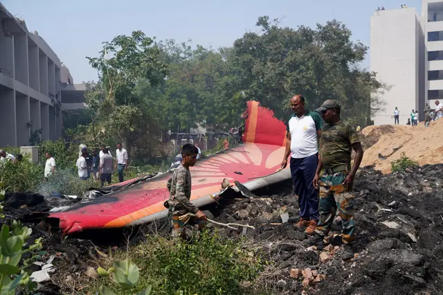 Aircraft debris at the crash site of Air India Ltd. flight AI171 in Ahmedabad, Gujarat, India, on Thursday, June 12, 2025