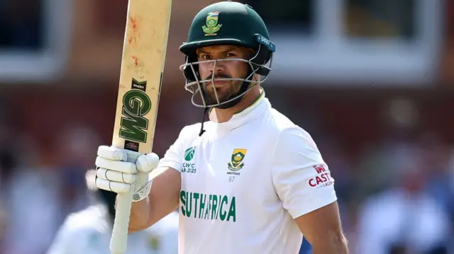 Aiden Markram celebrates reaching fifty