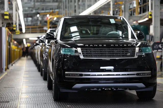 The production line at the Jaguar Land Rover factory in Solihull, UK, 7 April 2025.