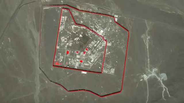 A satellite image of Natanz air base shared by the Israeli military
